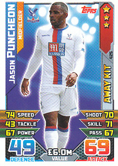 Jason Puncheon Crystal Palace 2015/16 Topps Match Attax Away Kit #425